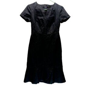 Banana Republic Ladies Size 2 Dark Denim Stretch Sheath Dress V-Neck Cap Sleeve